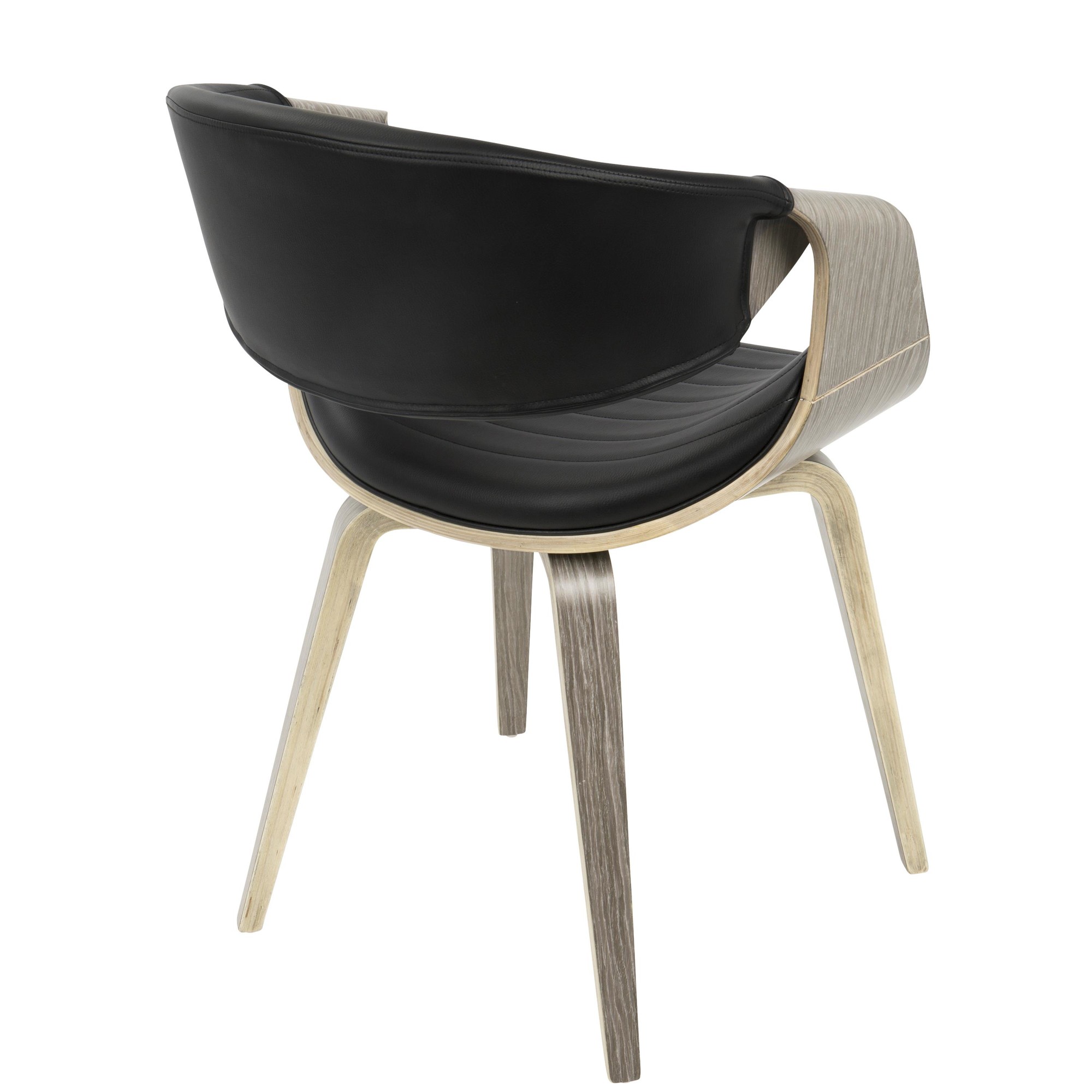 Symphony Light Grey Wood Black Faux Leather Mid-Century Chair 8 Symphony Light Grey Wood Black Faux Leather Mid-Century Chair - Image 8