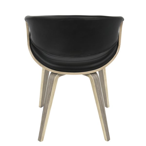 Symphony Light Grey Wood Black Faux Leather Mid Century Chair 8