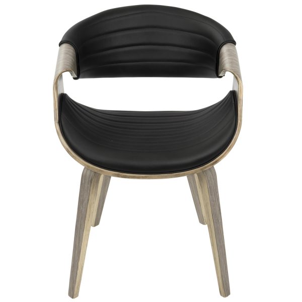Symphony Light Grey Wood Black Faux Leather Mid Century Chair 9