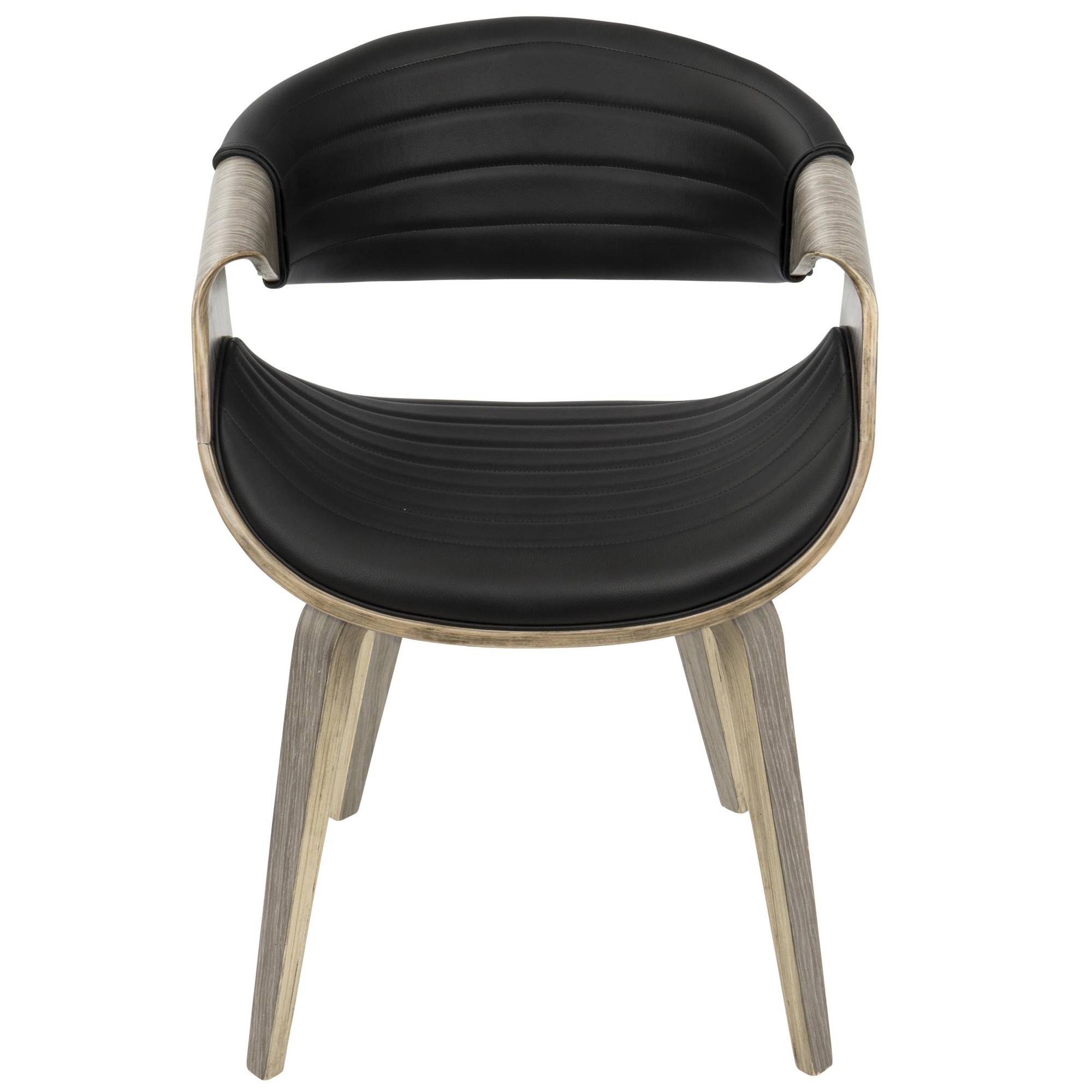 Symphony Light Grey Wood Black Faux Leather Mid-Century Chair 10 Symphony Light Grey Wood Black Faux Leather Mid-Century Chair - Image 10