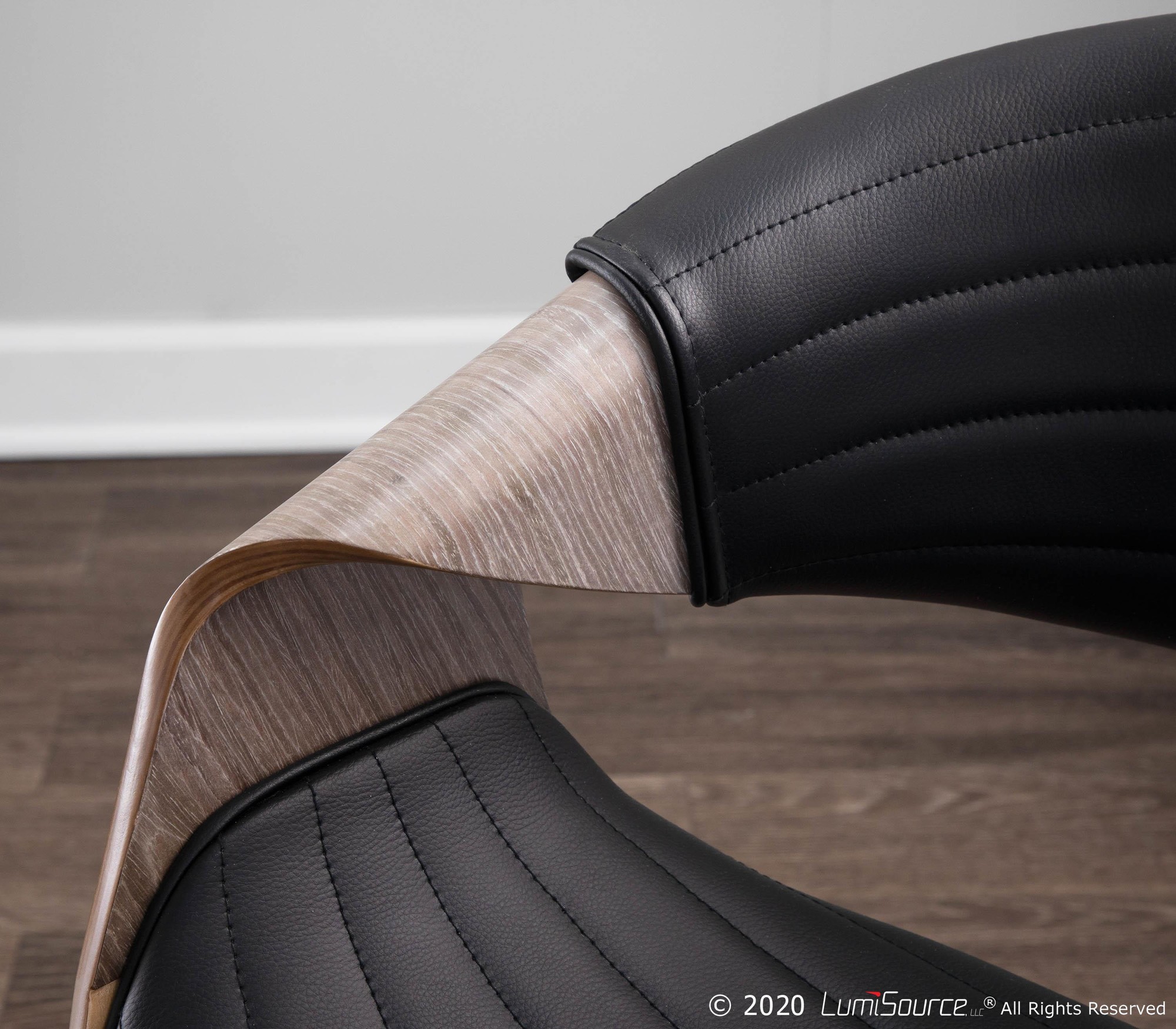 Symphony Light Grey Wood Black Faux Leather Mid-Century Chair 1 Symphony Light Grey Wood Black Faux Leather Mid-Century Chair