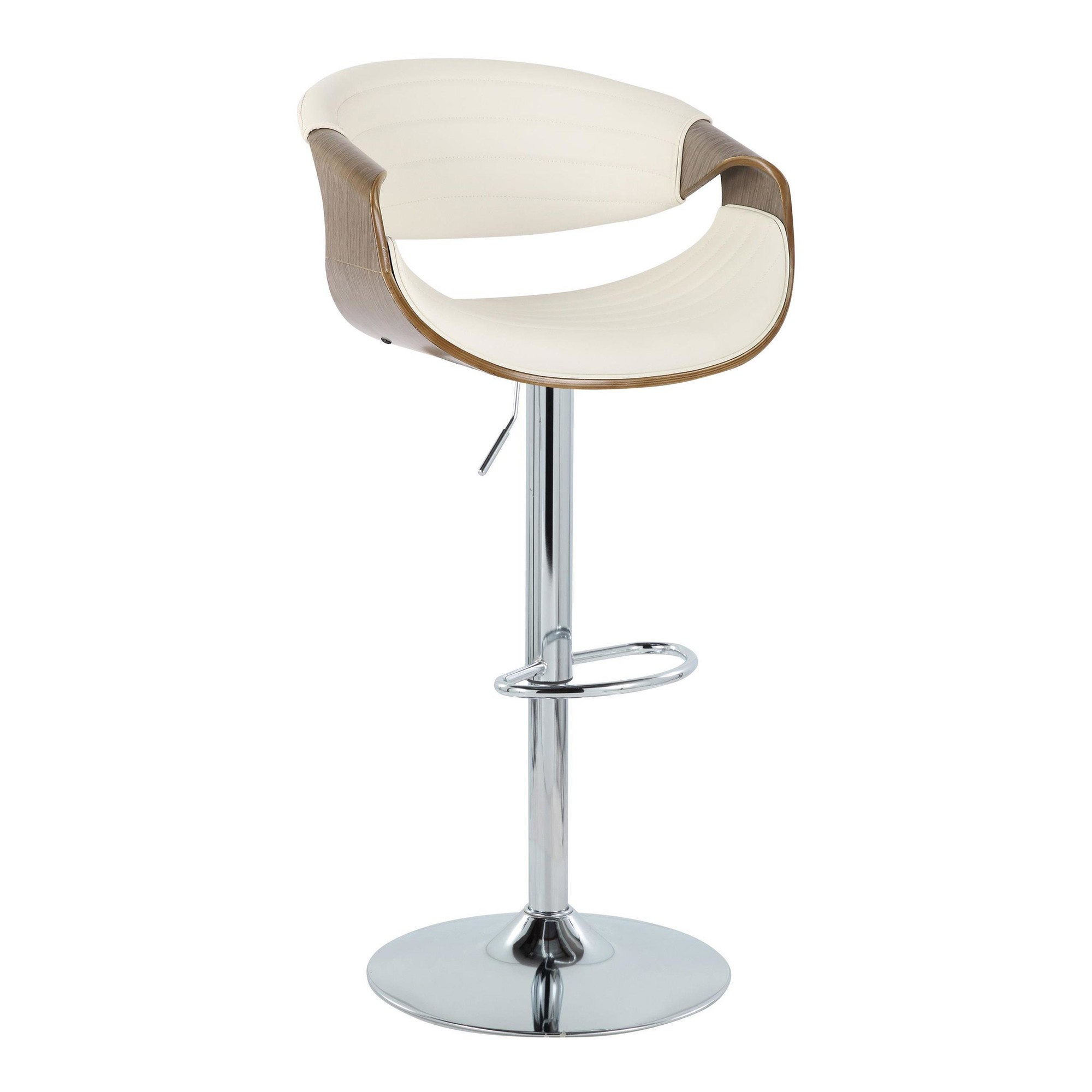 Symphony Mid-Century Modern Chrome and Wood Swivel Barstools (Set of 2) 3 Symphony Mid-Century Modern Chrome and Wood Swivel Barstools (Set of 2) - Image 3