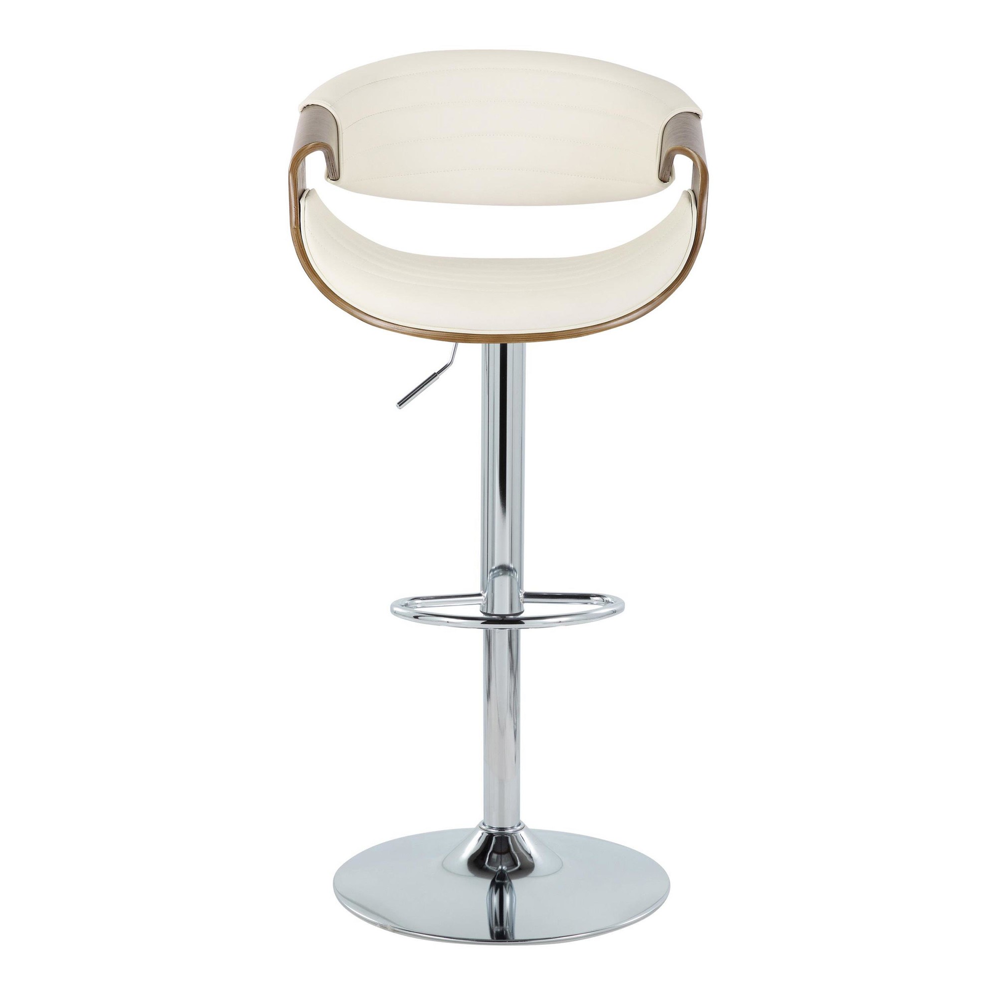 Symphony Mid-Century Modern Chrome and Wood Swivel Barstools (Set of 2) 7 Symphony Mid-Century Modern Chrome and Wood Swivel Barstools (Set of 2) - Image 7