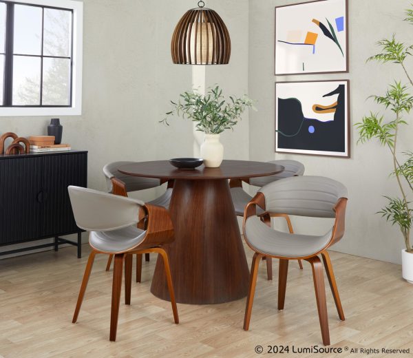 Symphony Mid Century Modern Walnut Wood Grey Faux Leather Chair 3
