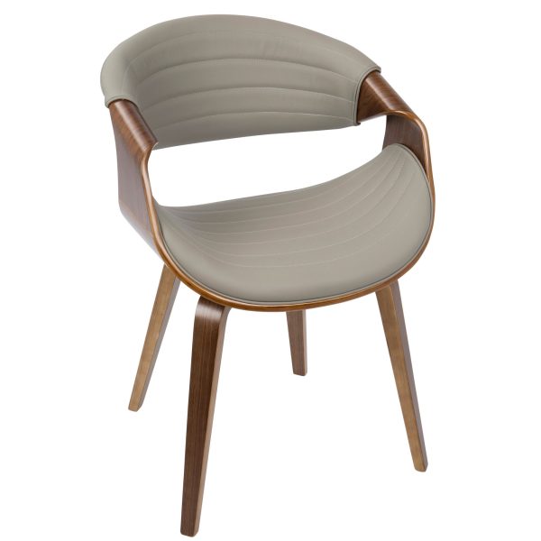 Symphony Mid Century Modern Walnut Wood Grey Faux Leather Chair 4