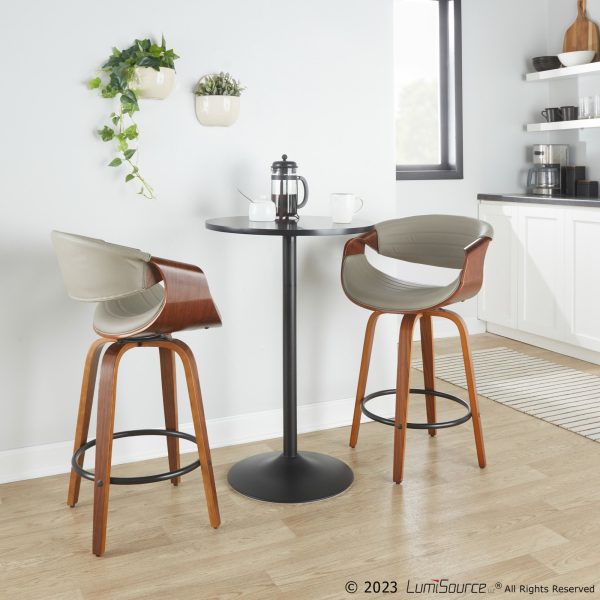 Symphony Mid Century Modern Walnut and Grey Counter Stools 26 Inch Set of 2 1
