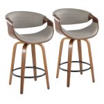 Symphony Mid-Century Modern Walnut and Grey Counter Stools 26-Inch (Set of 2) 17 Symphony Mid-Century Modern Walnut and Grey Counter Stools 26-Inch (Set of 2)
