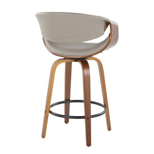 Symphony Mid Century Modern Walnut and Grey Counter Stools 26 Inch Set of 2 7