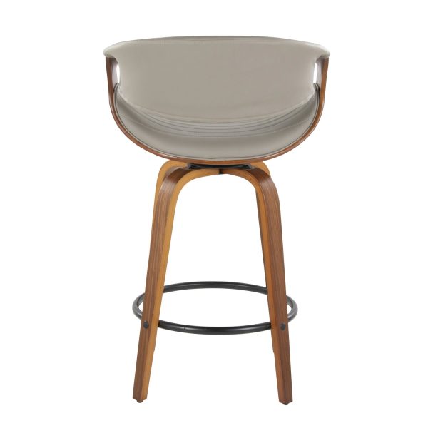 Symphony Mid Century Modern Walnut and Grey Counter Stools 26 Inch Set of 2 8