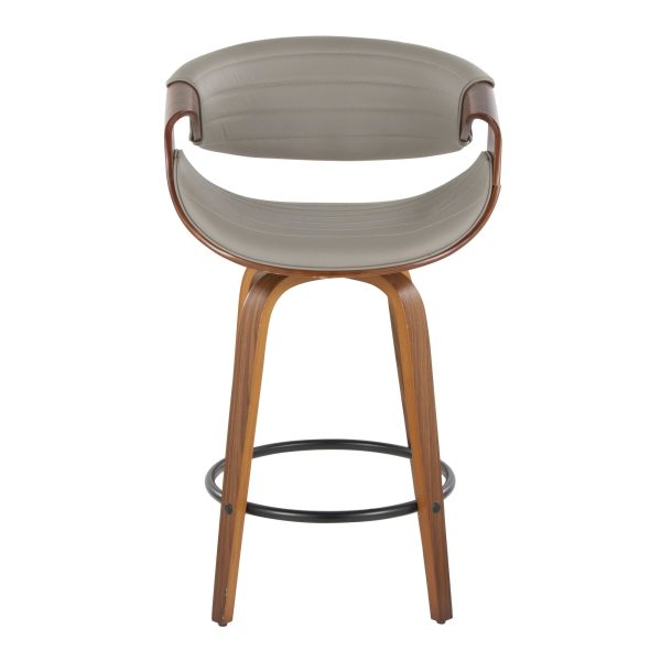 Symphony Mid Century Modern Walnut and Grey Counter Stools 26 Inch Set of 2 9