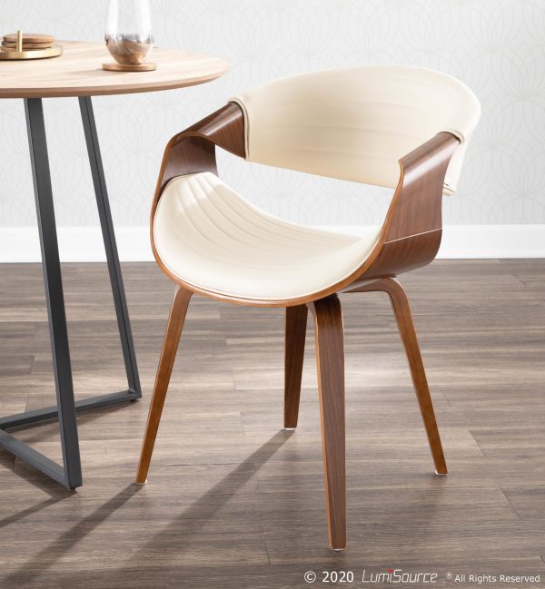 Symphony Mid Century Walnut and Cream Accent Chair 1