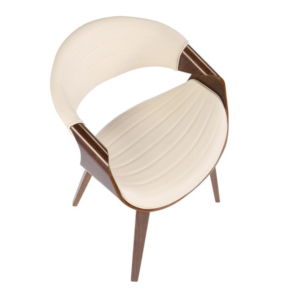 Symphony Mid Century Walnut and Cream Accent Chair 11