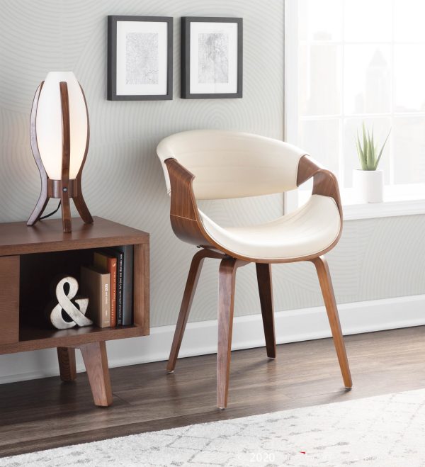 Symphony Mid Century Walnut and Cream Accent Chair 3