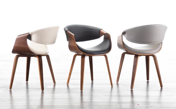 Symphony Mid Century Walnut and Cream Accent Chair 5