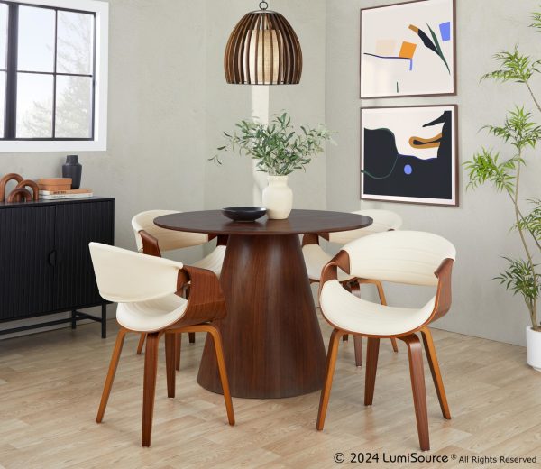 Symphony Mid Century Walnut and Cream Accent Chair