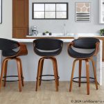 Symphony Walnut and Black Mid-Century Modern Counter Stool (Set of 2) 12 Symphony Walnut and Black Mid-Century Modern Counter Stool (Set of 2)