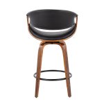 Symphony Walnut and Black Mid-Century Modern Counter Stool (Set of 2) 18 Symphony Walnut and Black Mid-Century Modern Counter Stool (Set of 2)
