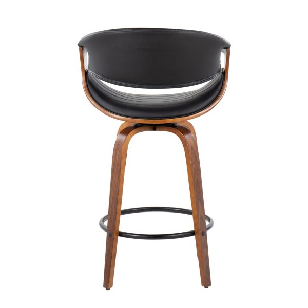 Symphony Walnut and Black Mid Century Modern Counter Stool Set of 2 6