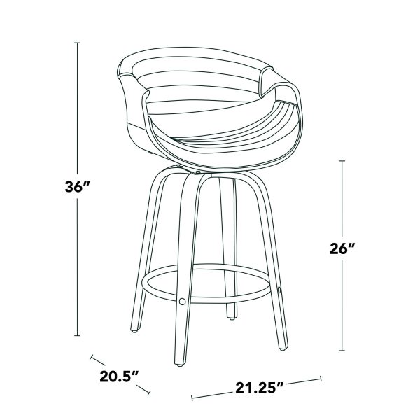 Symphony Walnut and Black Mid Century Modern Counter Stool Set of 2 9