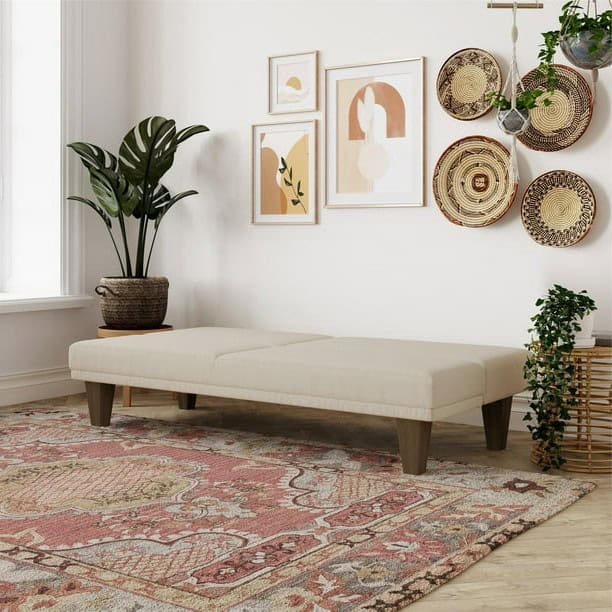 Tan Microfiber Adjustable Futon Sofa Bed for Small Spaces 5 Tan Microfiber Adjustable Futon Sofa Bed for Small Spaces - Image 5