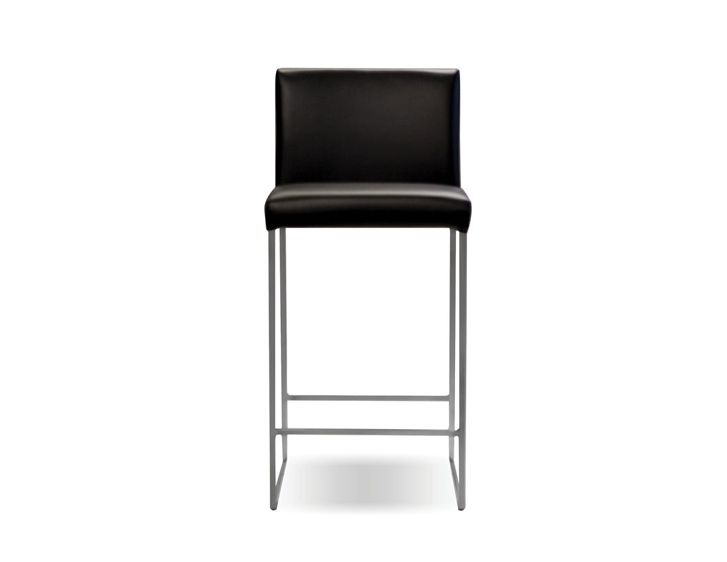 TATE Black Leatherette Counter Stool Brushed Steel Frame 2 TATE Black Leatherette Counter Stool Brushed Steel Frame - Image 2