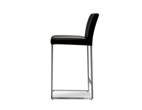 TATE Black Leatherette Counter Stool Brushed Steel Frame 2 2