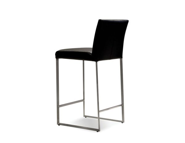 TATE Black Leatherette Counter Stool Brushed Steel Frame 3 2