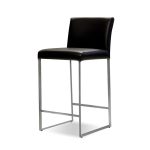 TATE Black Leatherette Counter Stool Brushed Steel Frame 6 TATE Black Leatherette Counter Stool Brushed Steel Frame