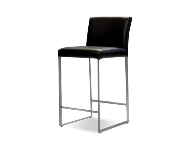 TATE Black Leatherette Counter Stool Brushed Steel Frame 6