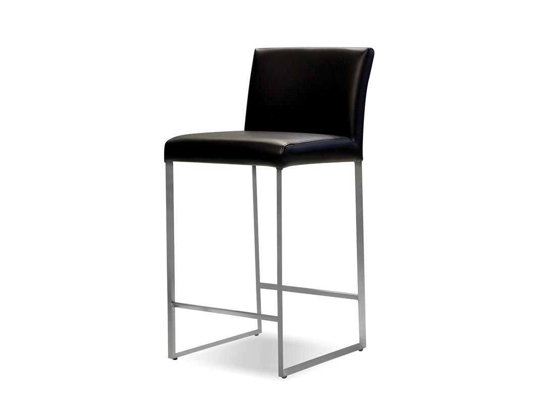 TATE Black Leatherette Counter Stool Brushed Steel Frame 1 TATE Black Leatherette Counter Stool Brushed Steel Frame