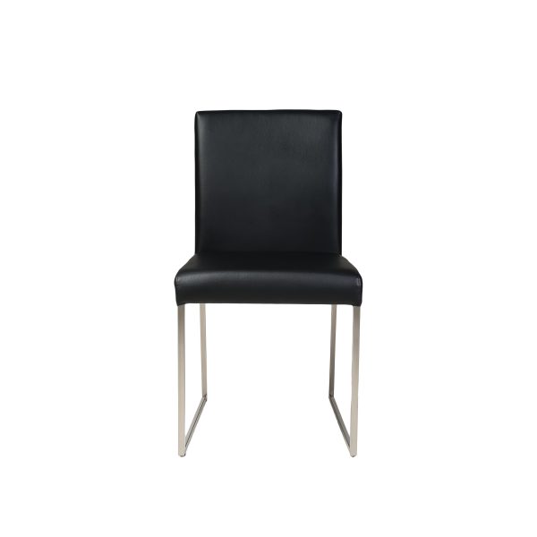TATE Black Leatherette Dining Chair Brushed Steel Base 1 2