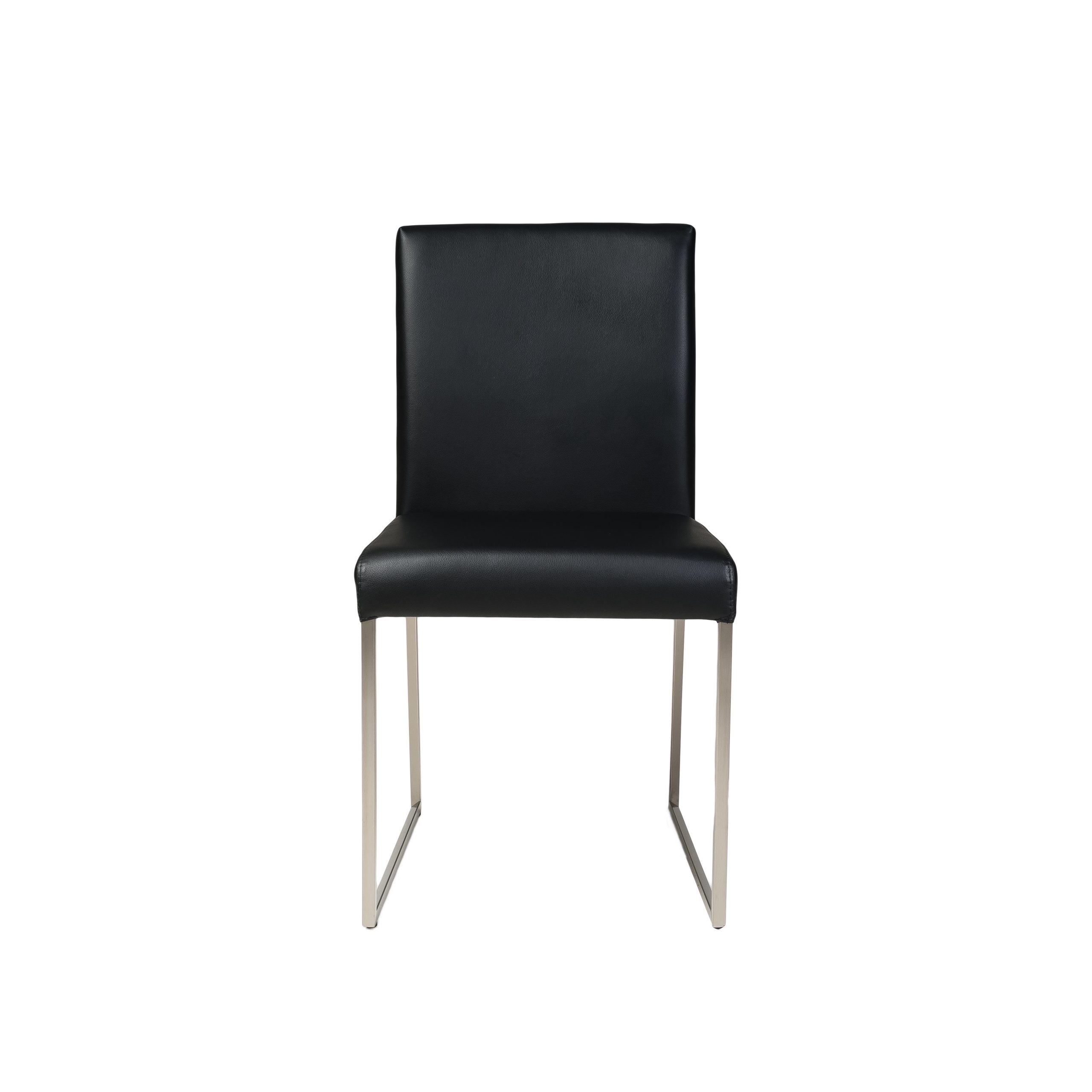 TATE Black Leatherette Dining Chair Brushed Steel Base 2 TATE Black Leatherette Dining Chair Brushed Steel Base - Image 2