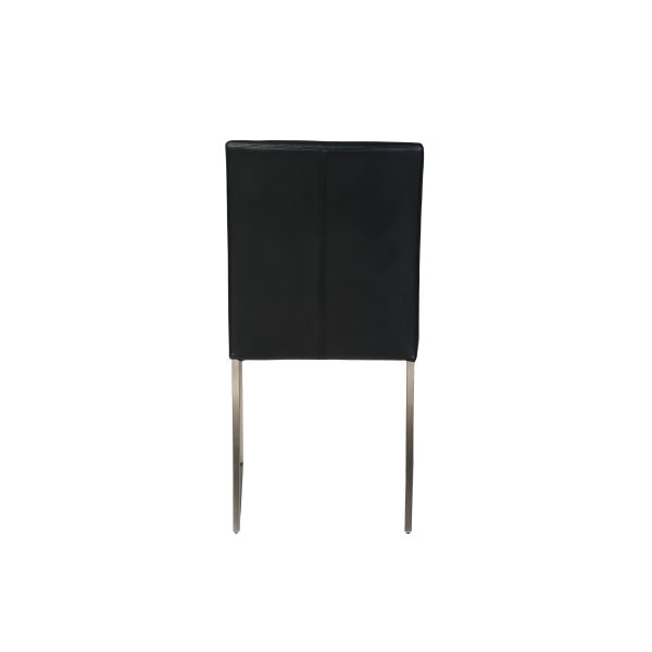 TATE Black Leatherette Dining Chair Brushed Steel Base 2 2