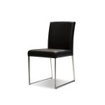 TATE Black Leatherette Dining Chair Brushed Steel Base 4 TATE Black Leatherette Dining Chair Brushed Steel Base