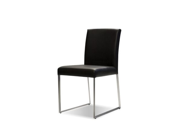 TATE Black Leatherette Dining Chair Brushed Steel Base 4