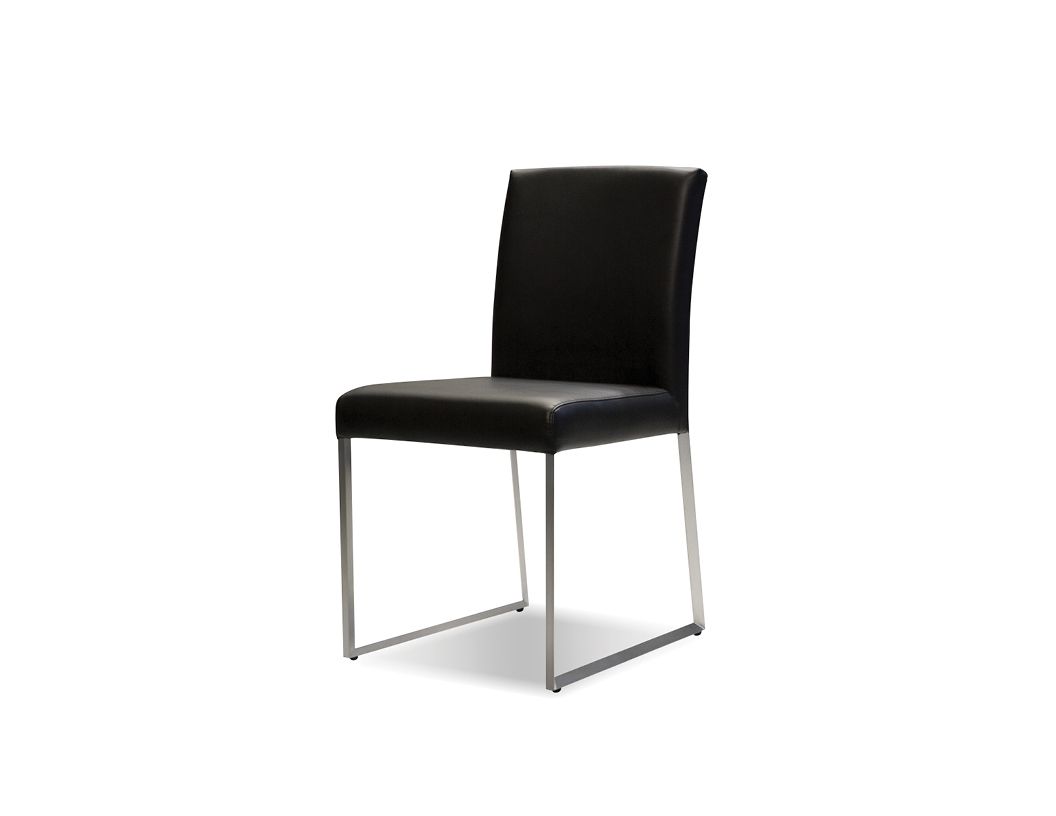 TATE Black Leatherette Dining Chair Brushed Steel Base 1 TATE Black Leatherette Dining Chair Brushed Steel Base