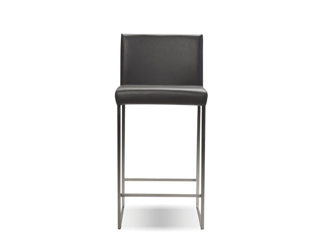 TATE Grey Leatherette Brushed Steel Counter Stool 2 TATE Grey Leatherette Brushed Steel Counter Stool - Image 2
