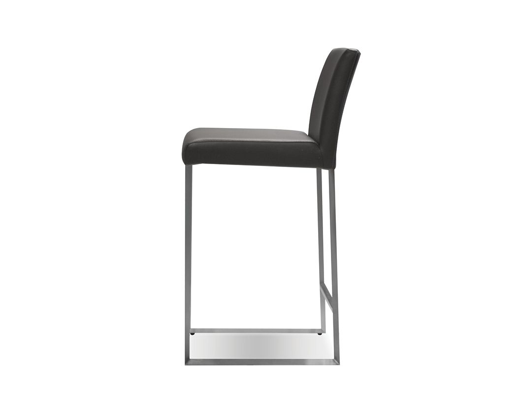 TATE Grey Leatherette Brushed Steel Counter Stool 3 TATE Grey Leatherette Brushed Steel Counter Stool - Image 3