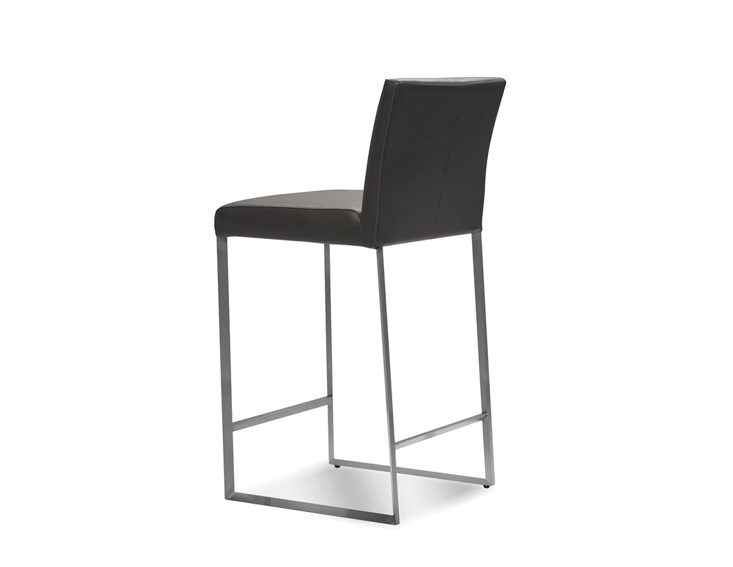 TATE Grey Leatherette Brushed Steel Counter Stool 4 TATE Grey Leatherette Brushed Steel Counter Stool - Image 4