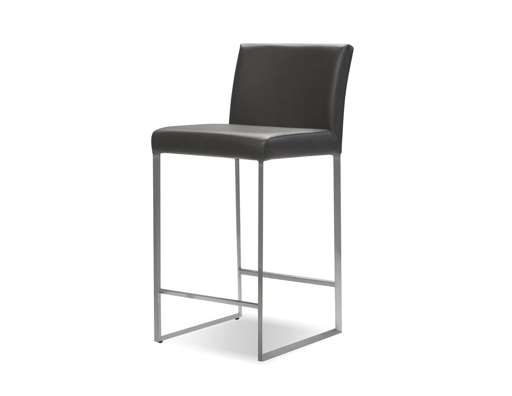 TATE Grey Leatherette Brushed Steel Counter Stool 1 TATE Grey Leatherette Brushed Steel Counter Stool