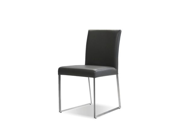 TATE Grey Leatherette Dining Chair Brushed Steel Base 2