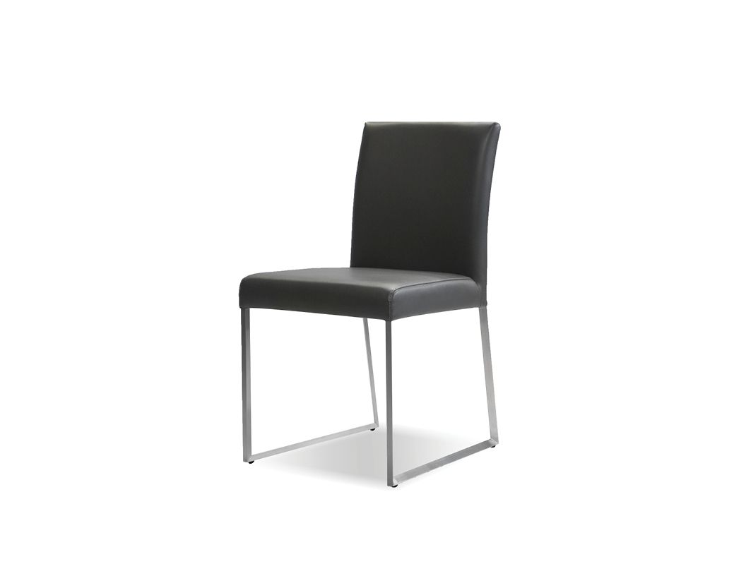 TATE Grey Leatherette Dining Chair Brushed Steel Base 1 TATE Grey Leatherette Dining Chair Brushed Steel Base