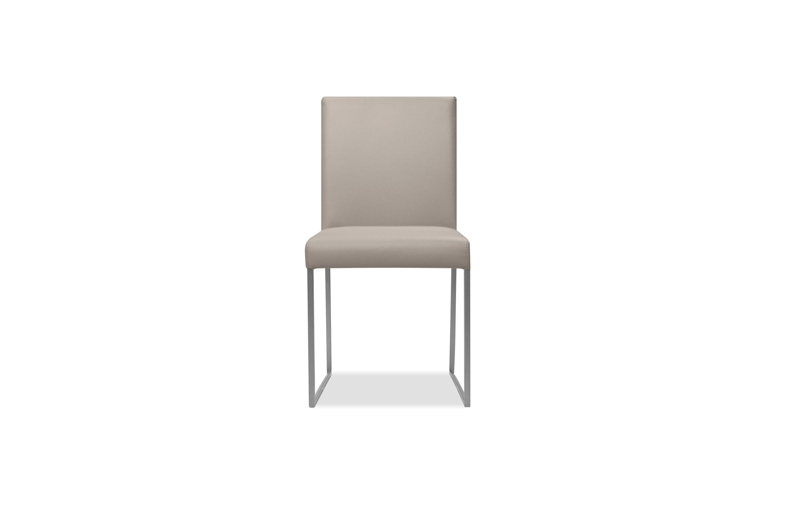 TATE Pewter Leather Dining Chairs Brushed Steel Base 2 TATE Pewter Leather Dining Chairs Brushed Steel Base - Image 2