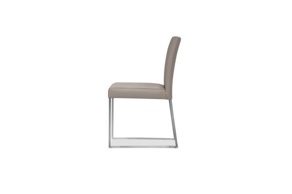 TATE Pewter Leather Dining Chairs Brushed Steel Base 2 2