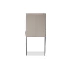 TATE Pewter Leather Dining Chairs Brushed Steel Base 10 TATE Pewter Leather Dining Chairs Brushed Steel Base