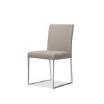 TATE Pewter Leather Dining Chairs Brushed Steel Base 6 TATE Pewter Leather Dining Chairs Brushed Steel Base