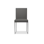 TATE Smoke Grey Leatherette Dining Chairs Brushed Steel 8 TATE Smoke Grey Leatherette Dining Chairs Brushed Steel