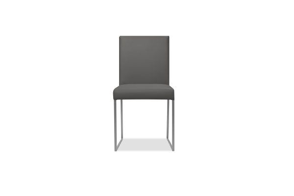 TATE Smoke Grey Leatherette Dining Chairs Brushed Steel 1 2