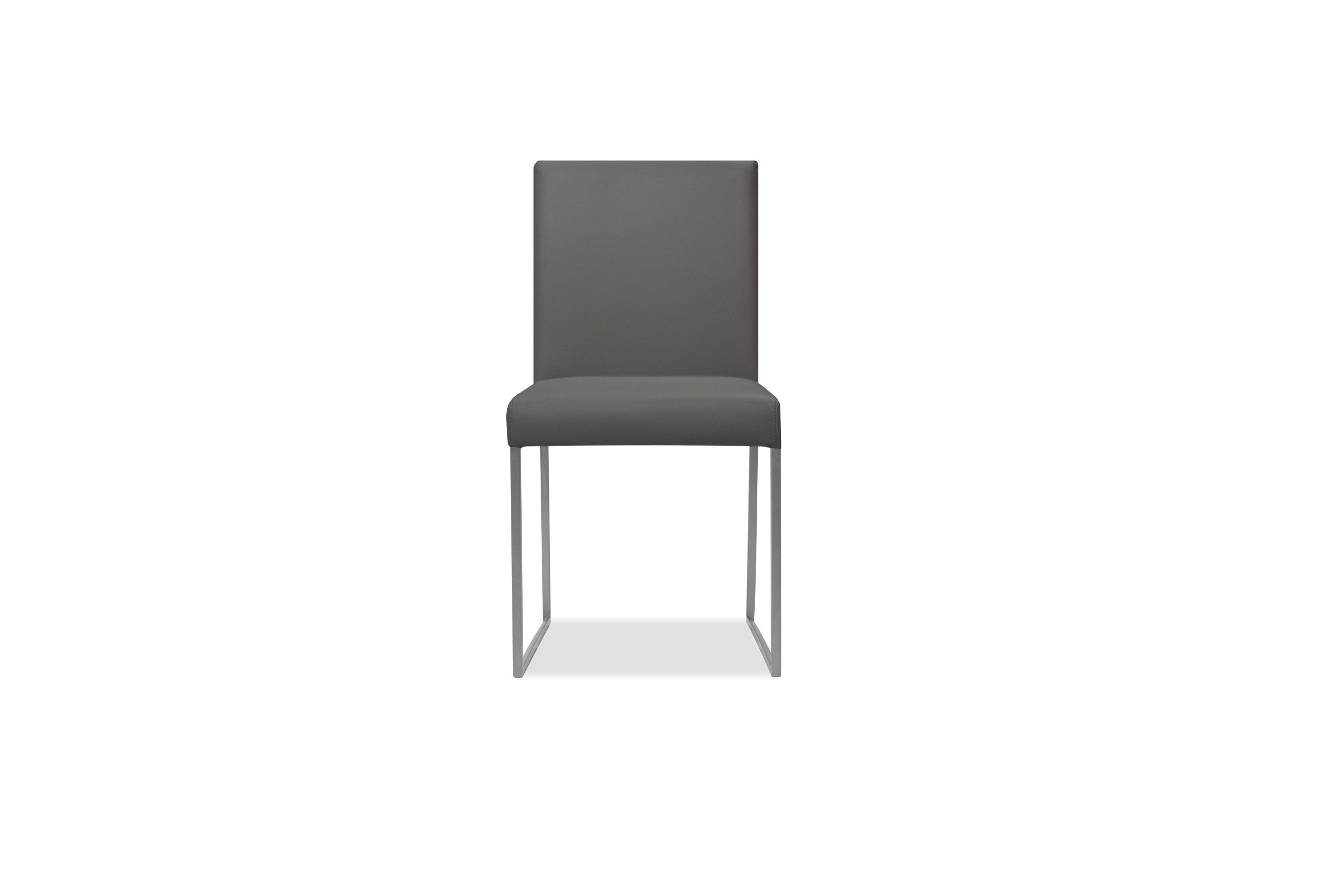 TATE Smoke Grey Leatherette Dining Chairs Brushed Steel 2 TATE Smoke Grey Leatherette Dining Chairs Brushed Steel - Image 2