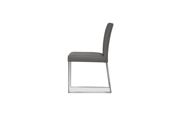 TATE Smoke Grey Leatherette Dining Chairs Brushed Steel 2 2
